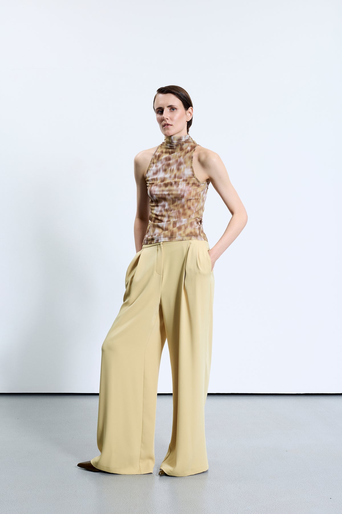 6712 Brown Tulle Blouse