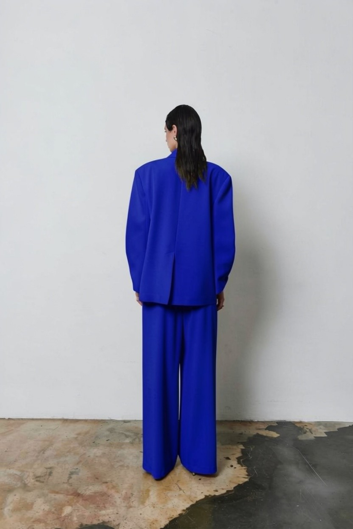 7709 Oversize Kruvaze Yaka Ceket Pantolon Takım
