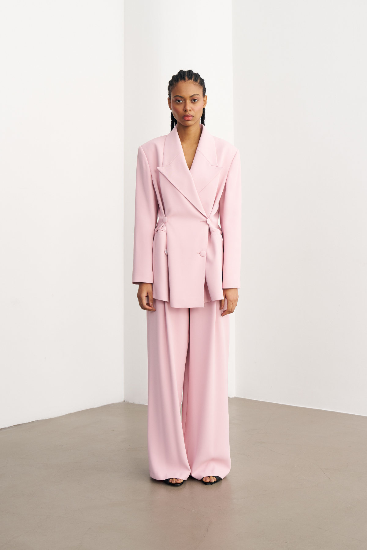 7808 Düğme Detaylı Ceket Pantolon Takım