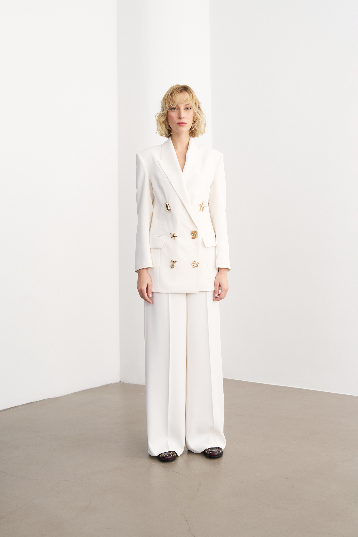 7813 Düğme Detaylı Ceket Pantolon Takım