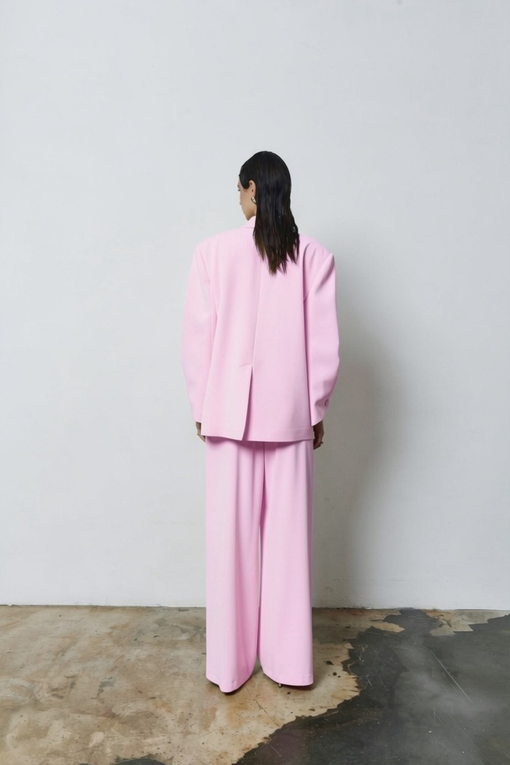 7709 Oversize Kruvaze Yaka Ceket Pantolon Takım