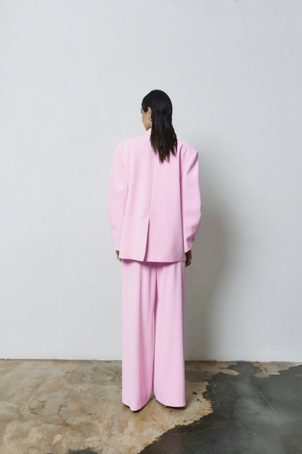 7709 Oversize Kruvaze Yaka Ceket Pantolon Takım