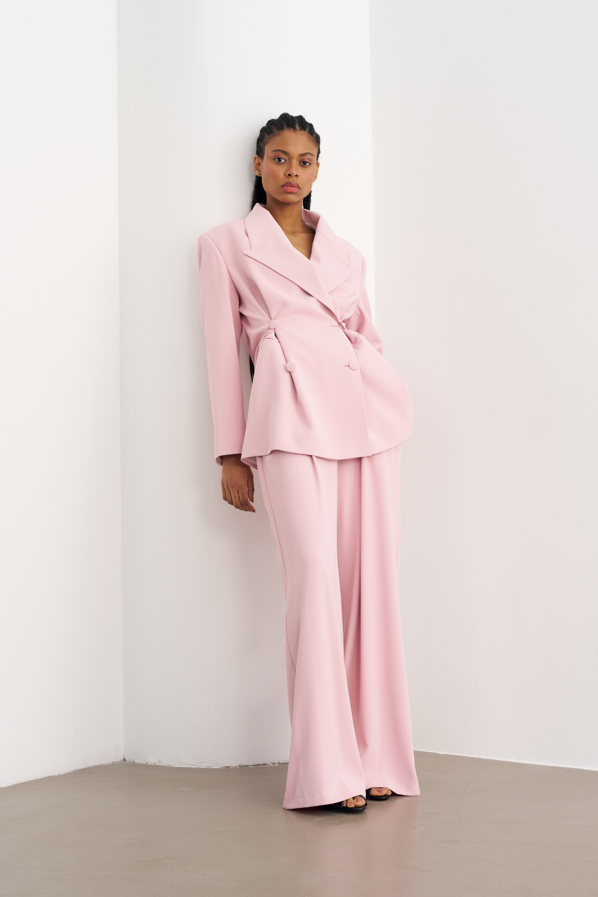 7808 Düğme Detaylı Ceket Pantolon Takım