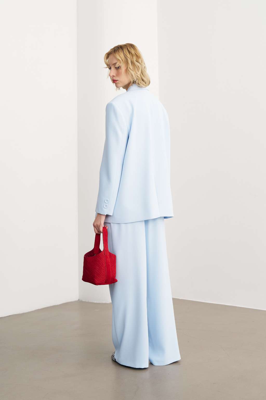 7814 Düğme Detaylı Oversize Ceket Pantolon Takım