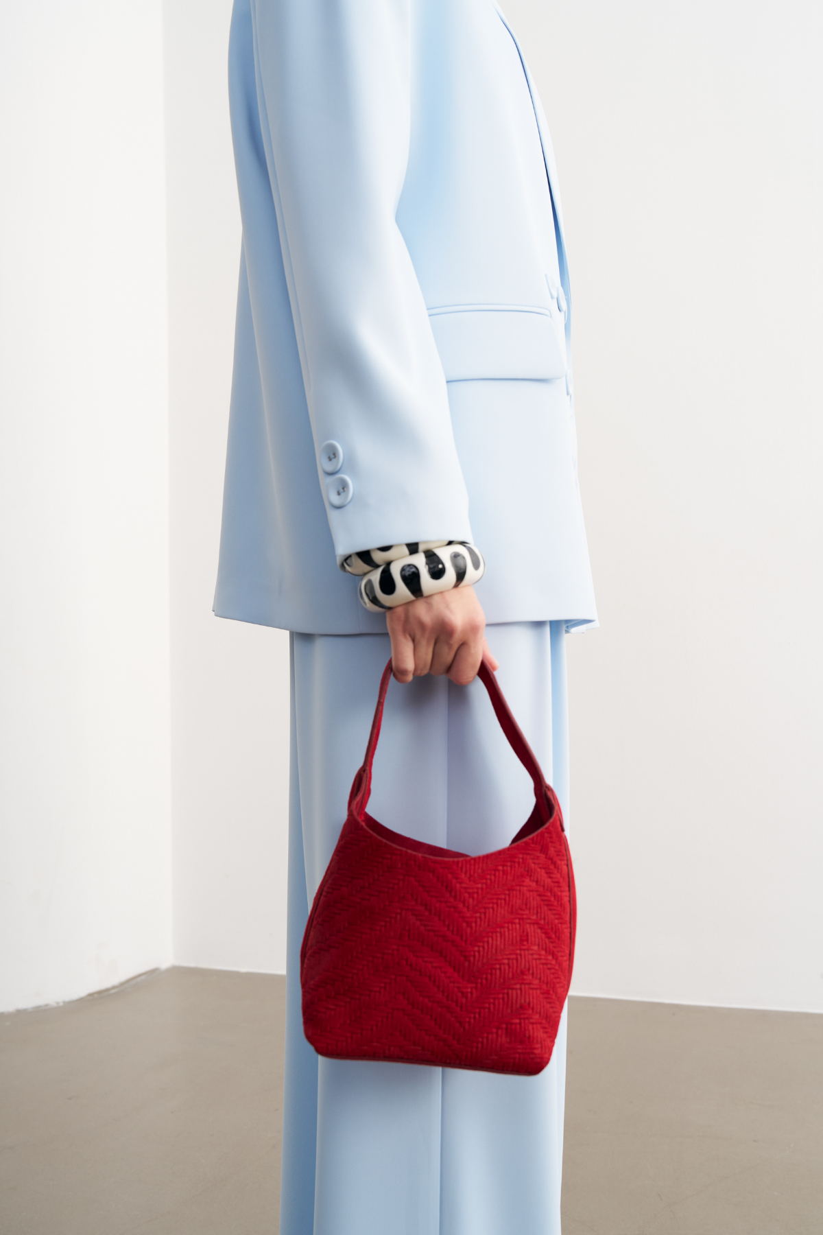 7814 Düğme Detaylı Oversize Ceket Pantolon Takım