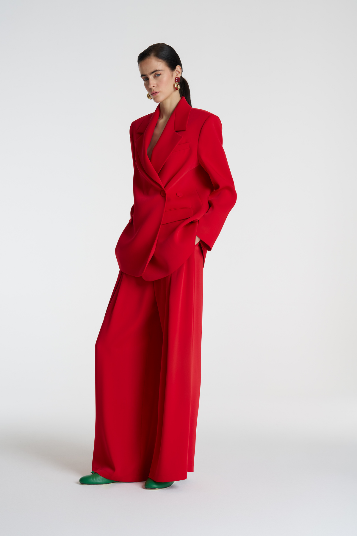 Kruvaze Blazer Ceket Pantolon Takım