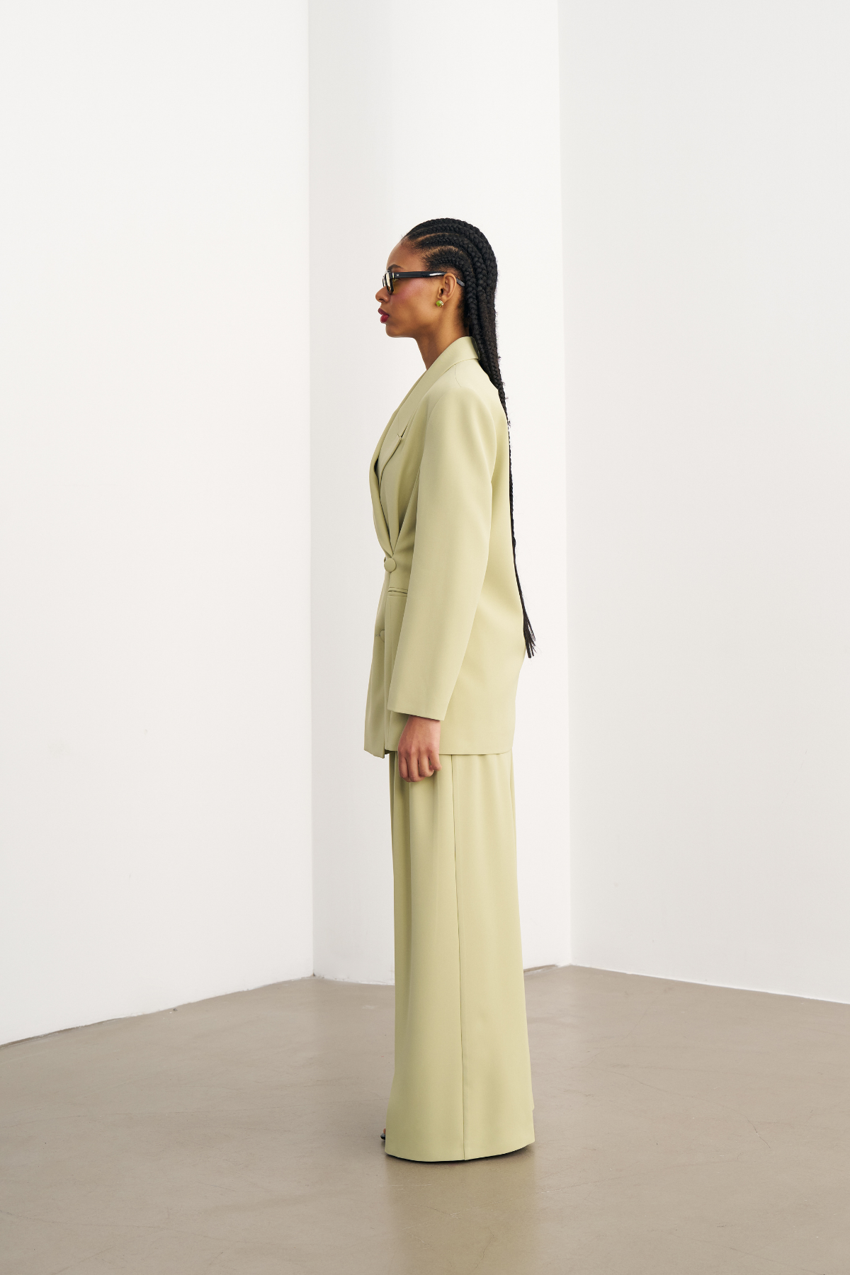 7808 Düğme Detaylı Ceket Pantolon Takım