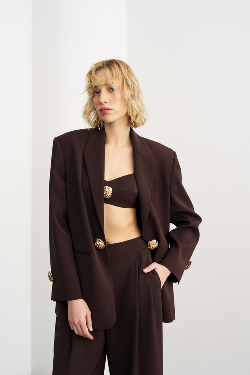 Aksesuar Detaylı Oversize Blazer Ceket