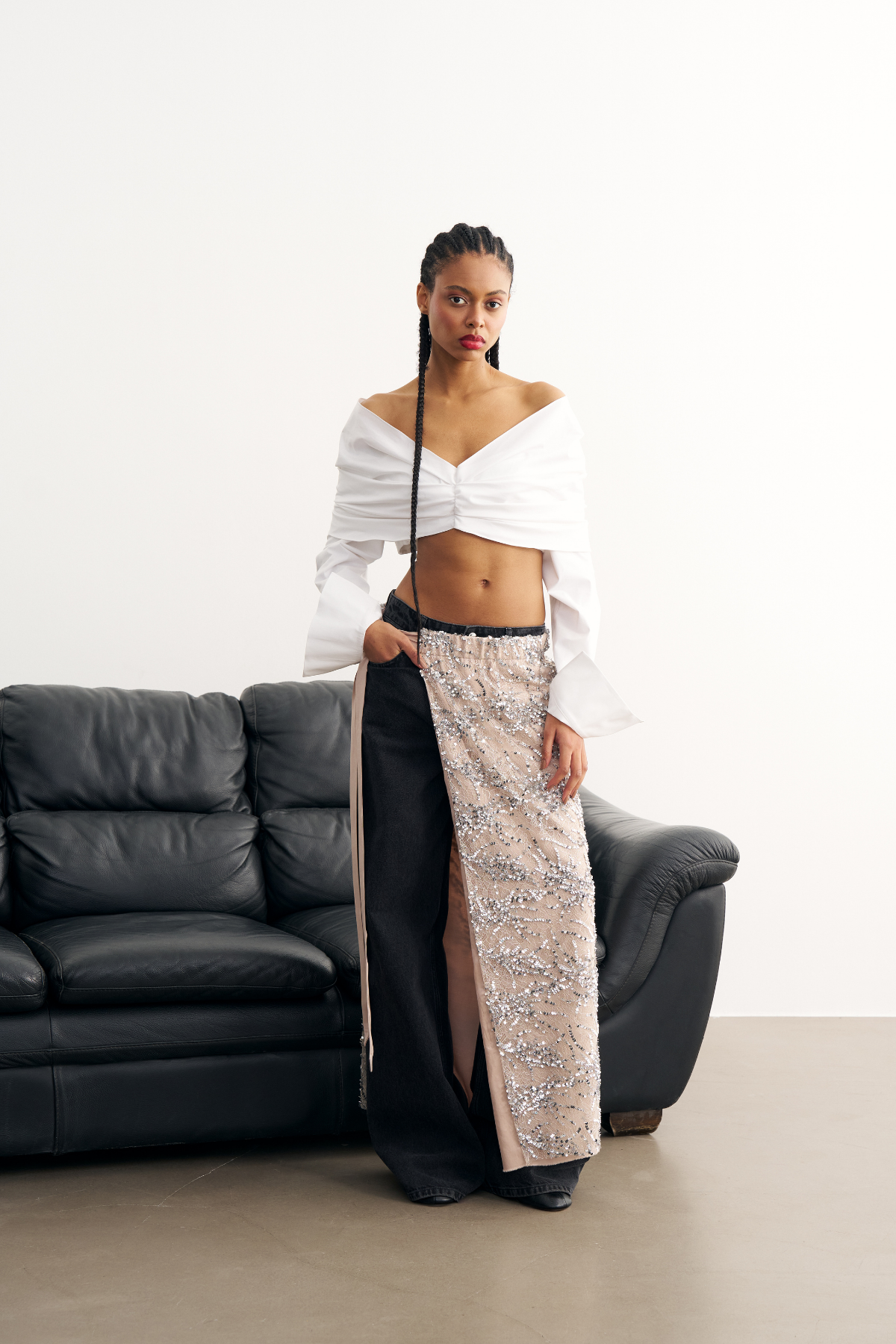 6820 Kol Manşet Detaylı Büzgülü Büstiyer