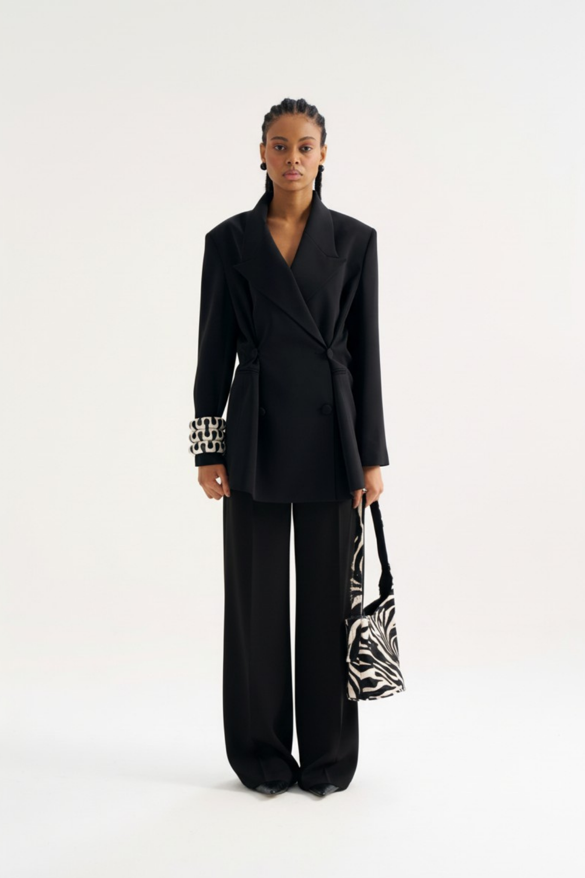 7808 Düğme Detaylı Ceket Pantolon Takım