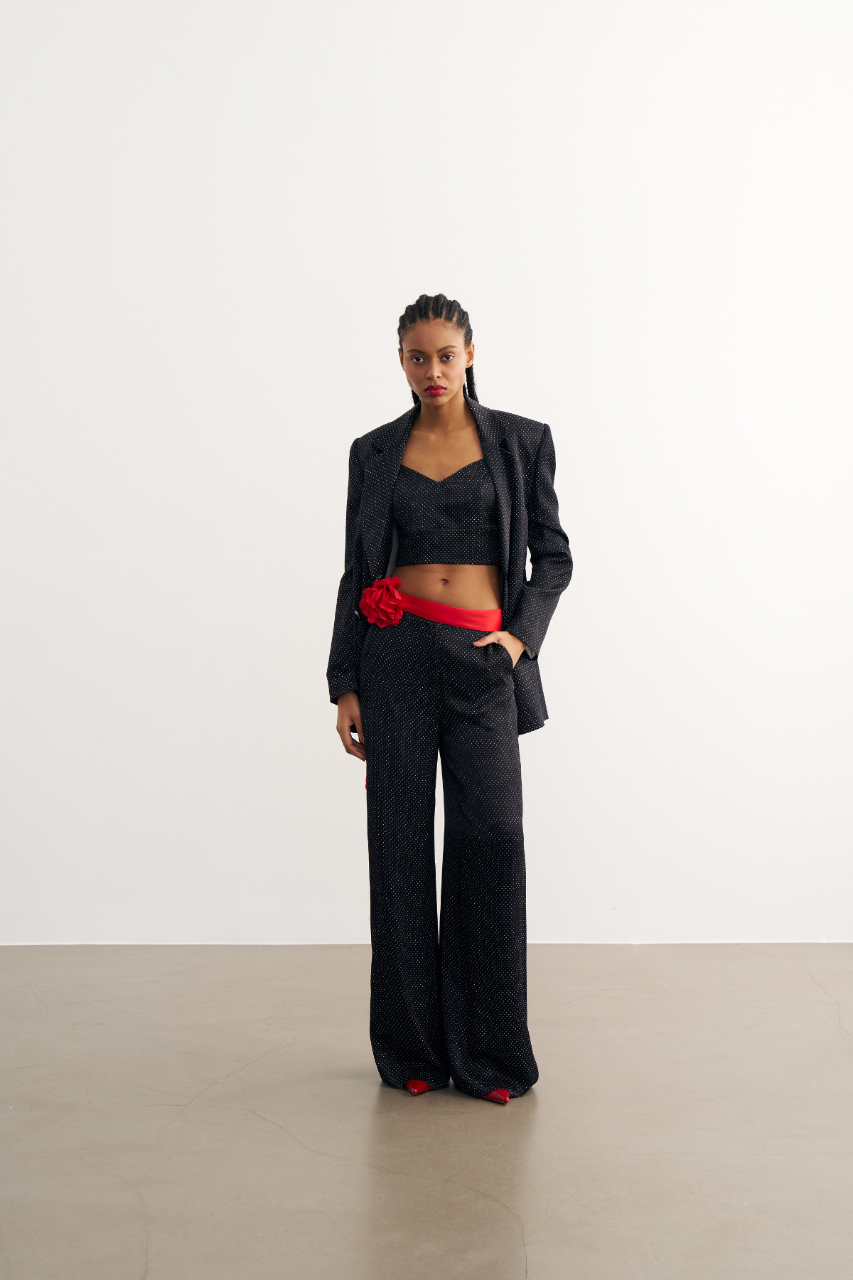 7812 Puantiyeli Ceket Pantolon Takım