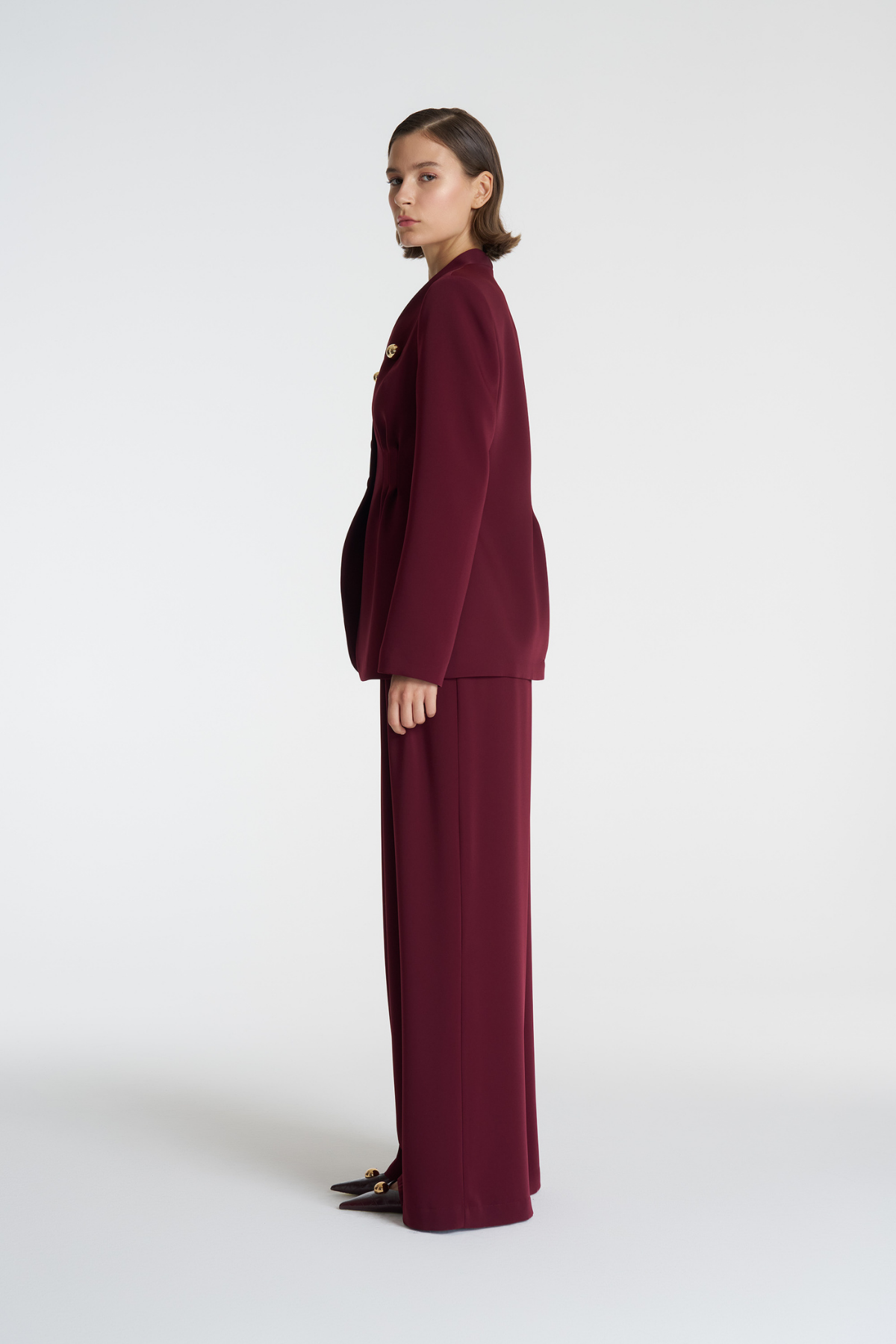 Pile Detaylı Blazer Ceket Pantolon Takım