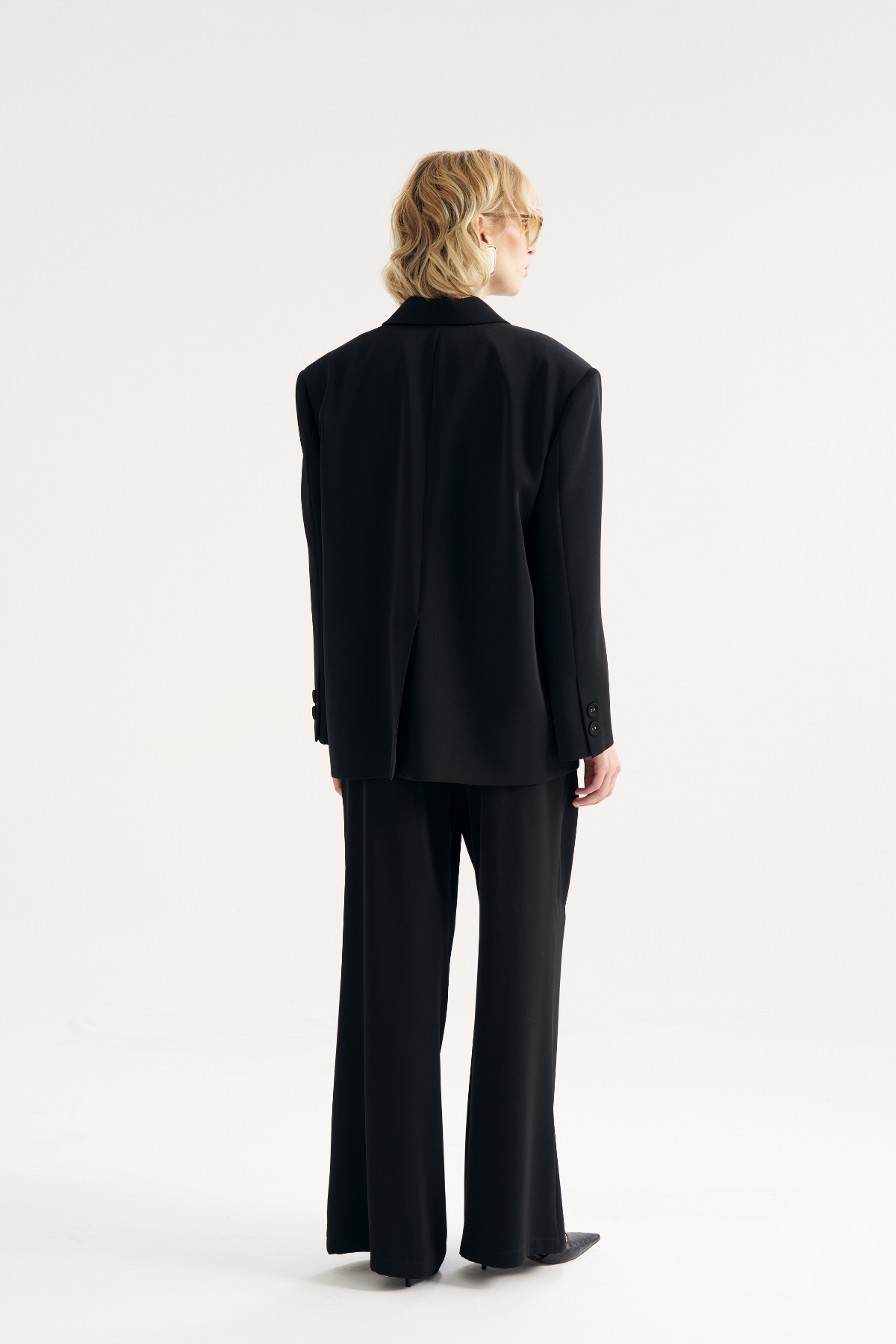 7814 Düğme Detaylı Oversize Ceket Pantolon Takım