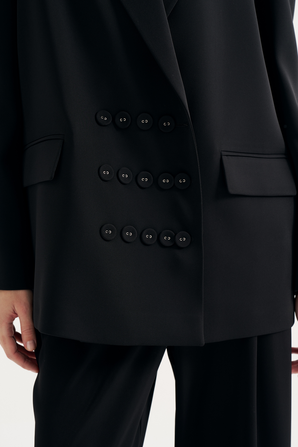 7814 Düğme Detaylı Oversize Ceket Pantolon Takım