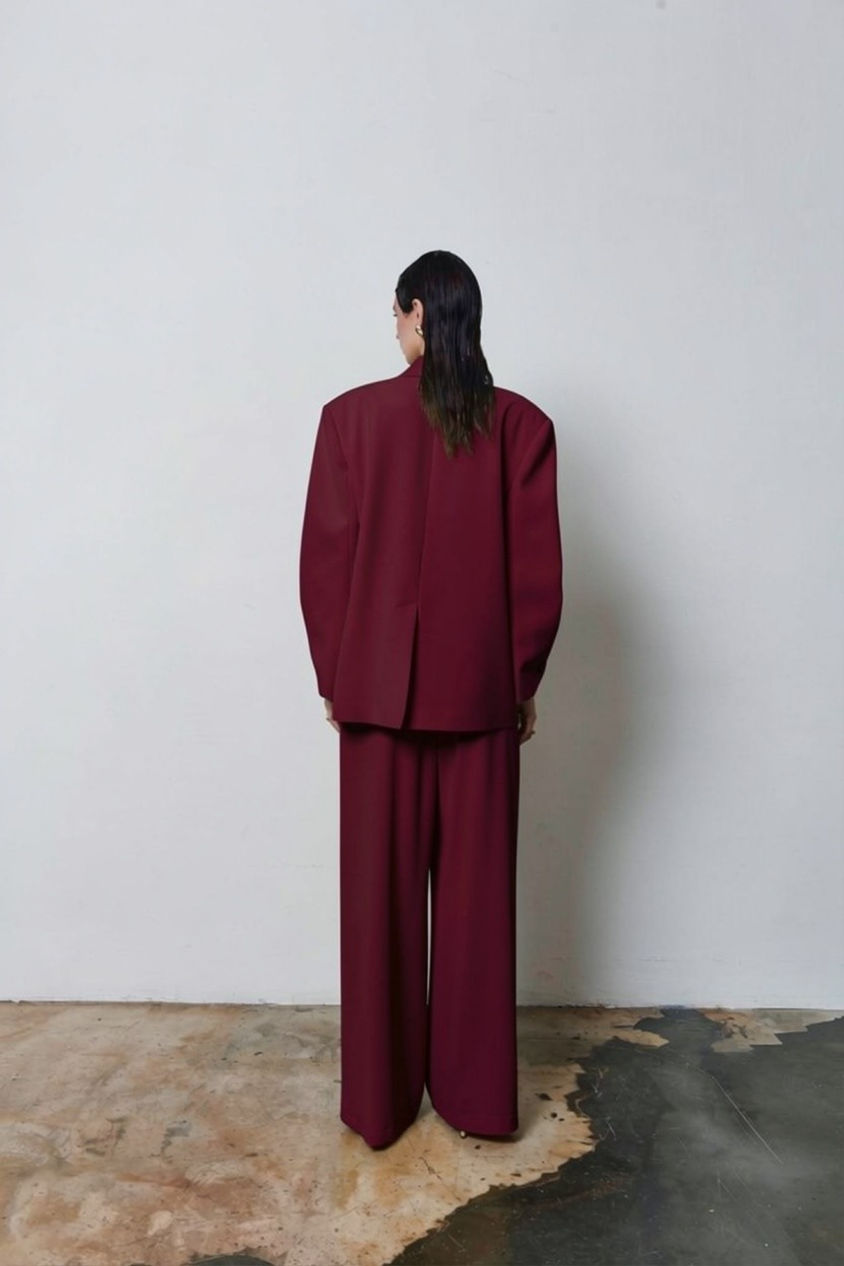 7709 Oversize Kruvaze Yaka Ceket Pantolon Takım