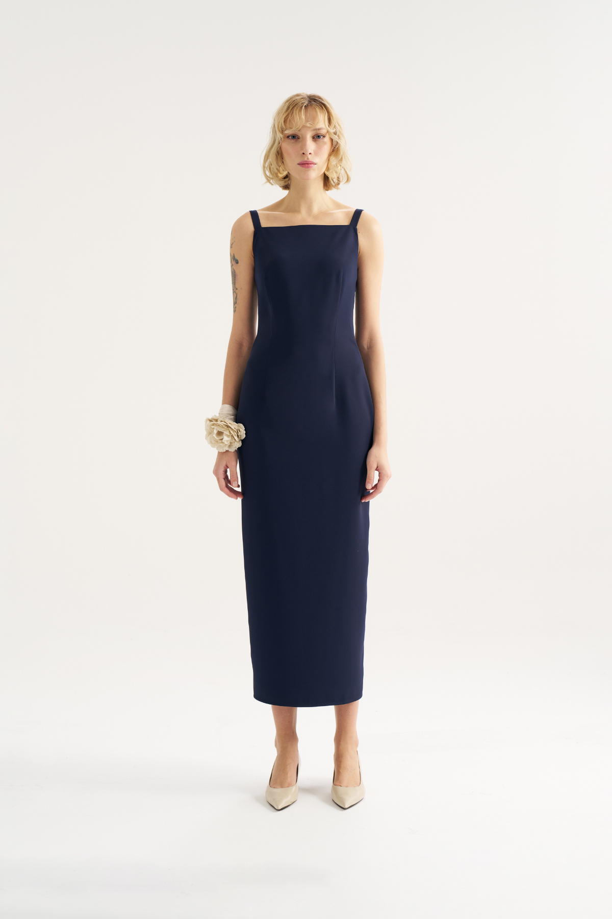 4802 Kare Yaka Askılı Elbise