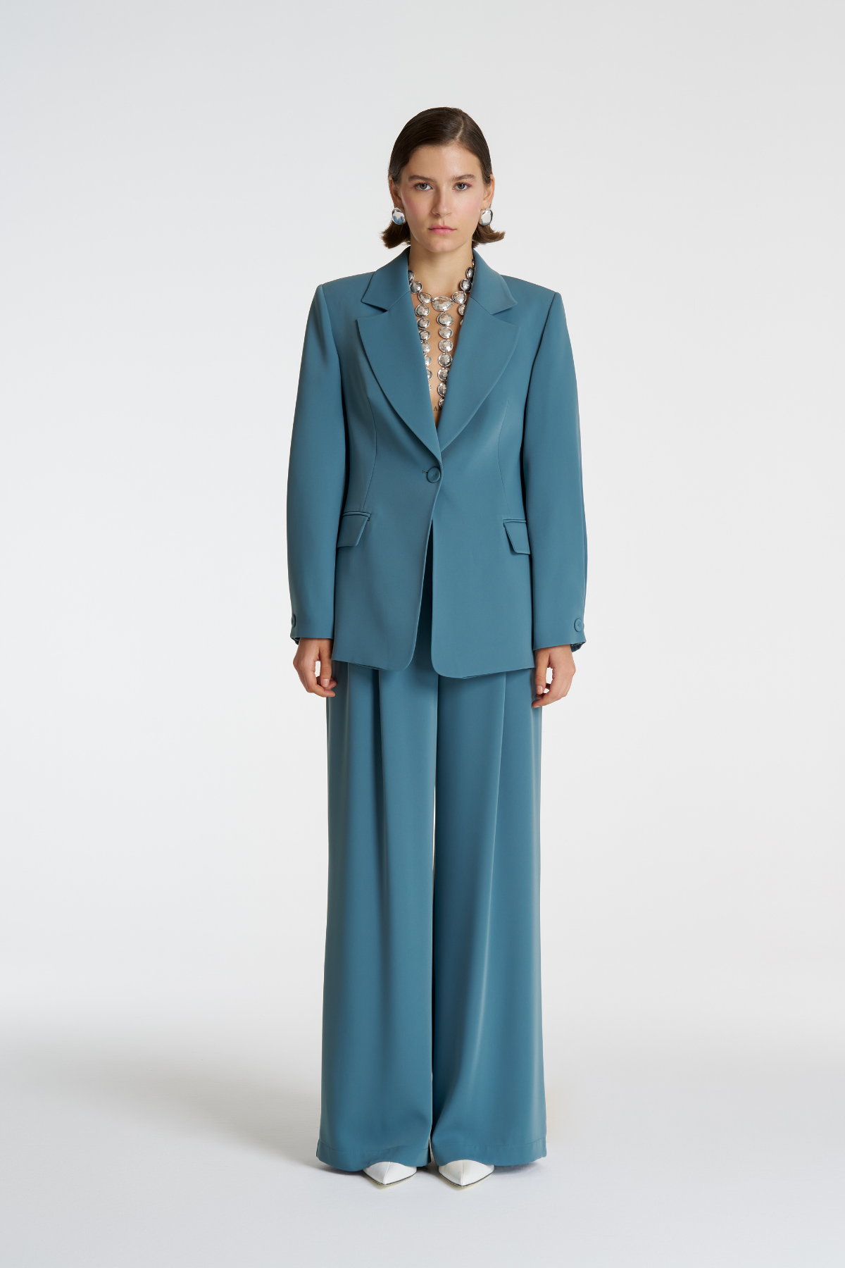 Düğme Manşetli Blazer Takım
