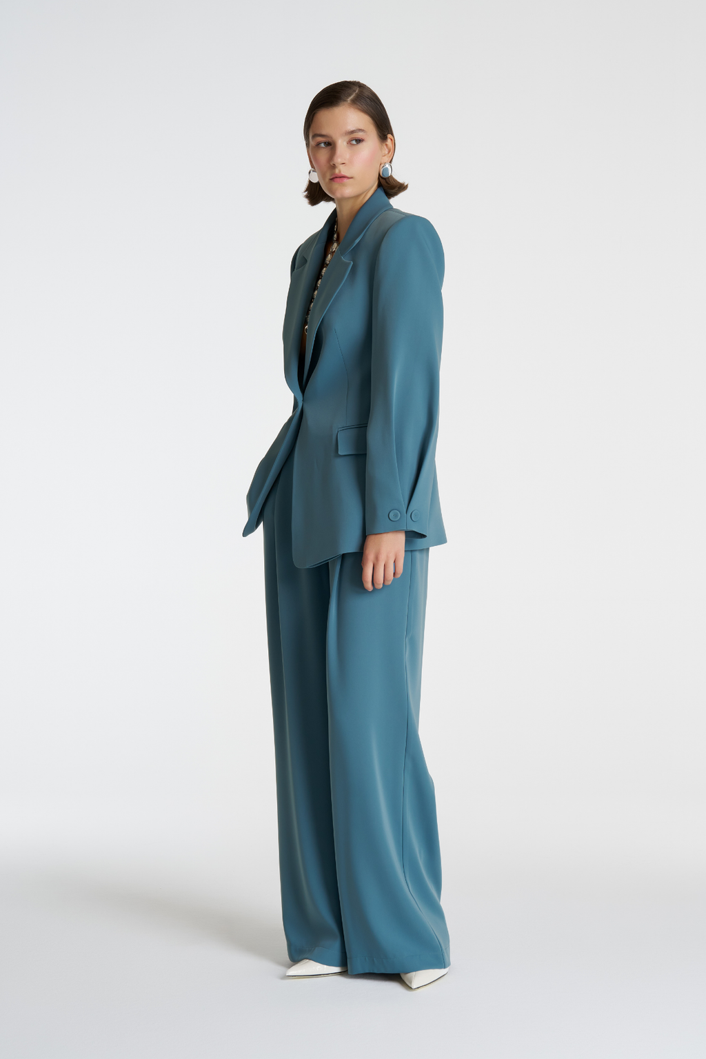 Düğme Manşetli Blazer Takım
