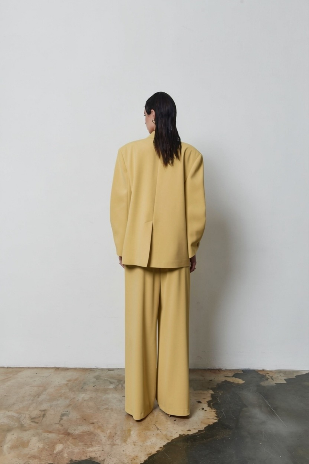 7709 Oversize Kruvaze Yaka Ceket Pantolon Takım