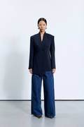 Lacivert Asimetrik Kesim Blazer Ceket