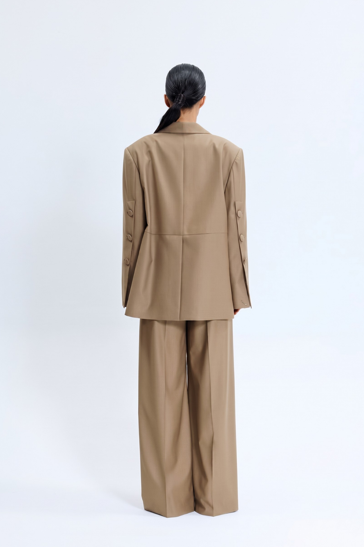 Vizon Kol Düğme Detaylı Oversize Blazer Ceket