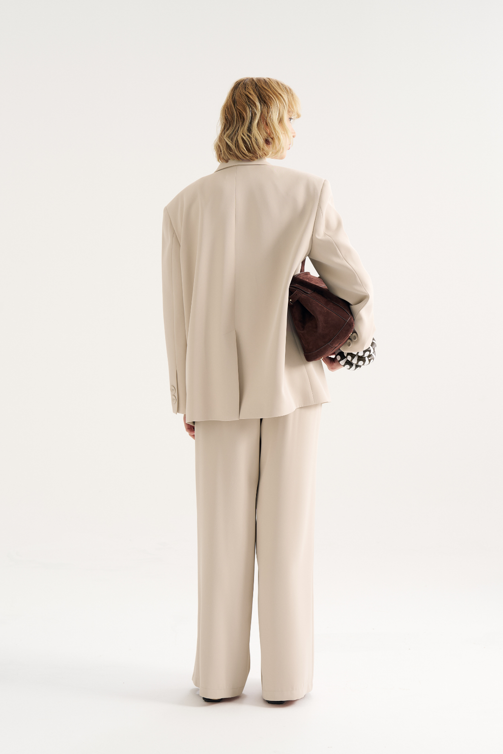 7814 Düğme Detaylı Oversize Ceket Pantolon Takım