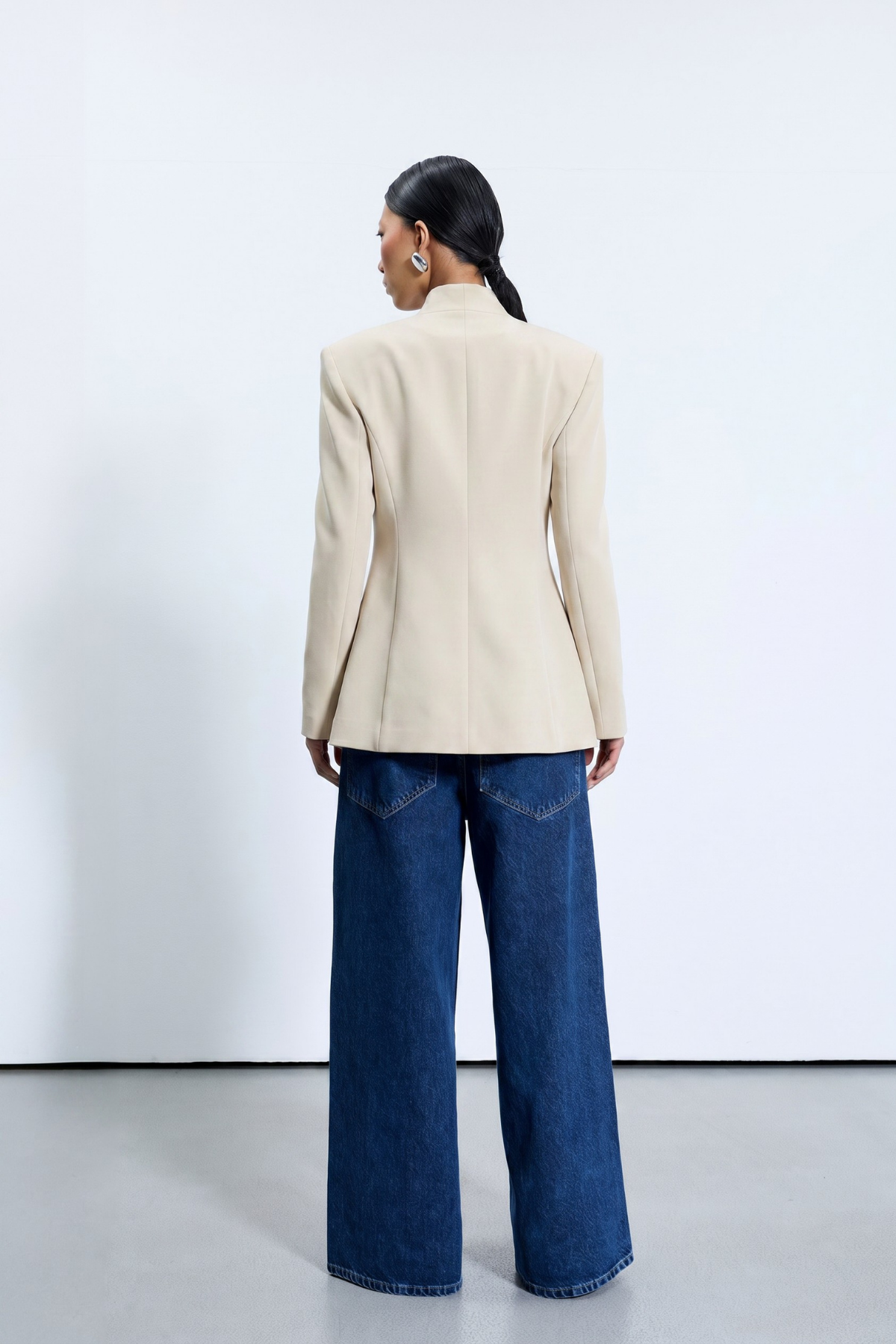 Vizon Asimetrik Kesim Blazer Ceket