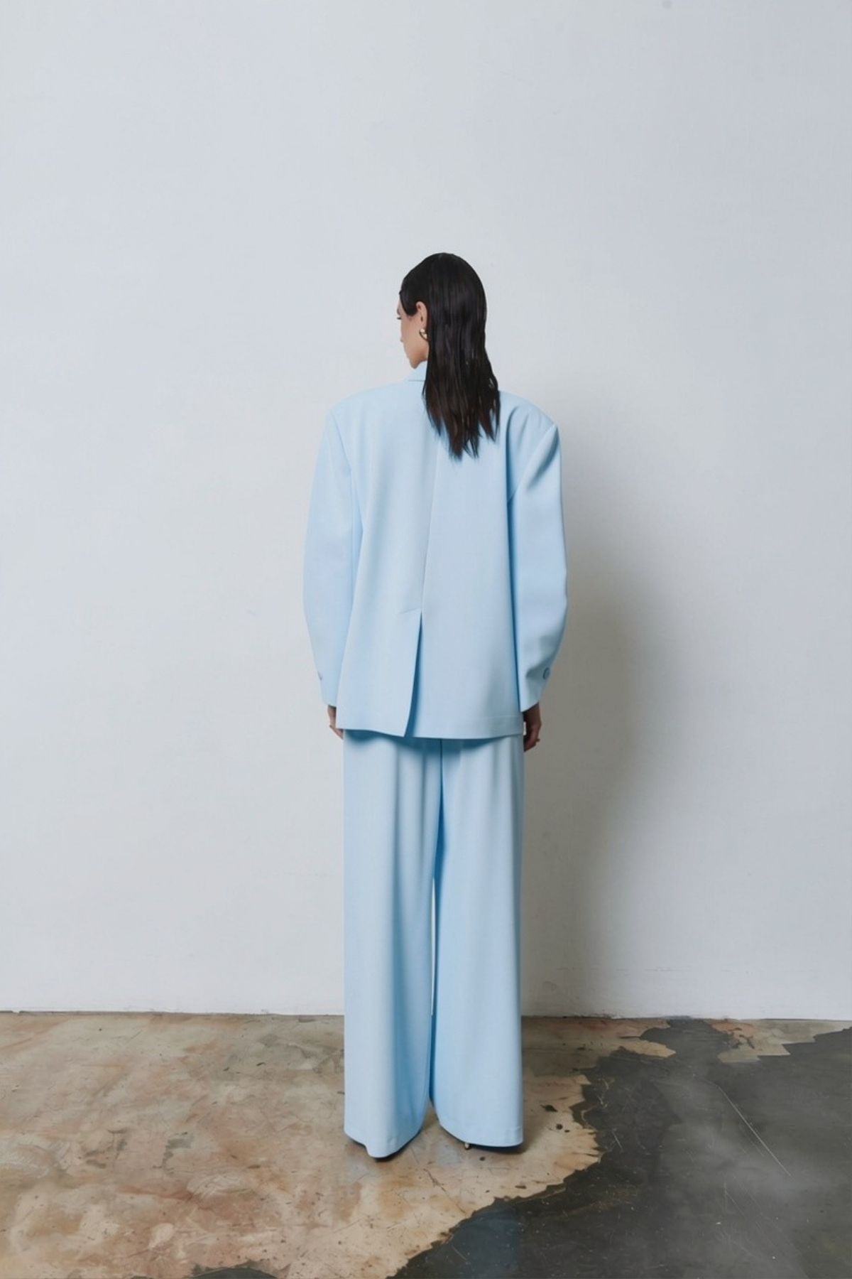 7709 Oversize Kruvaze Yaka Ceket Pantolon Takım