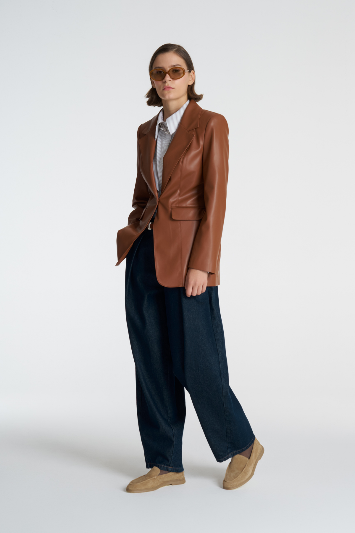 Form Deri Blazer Ceket