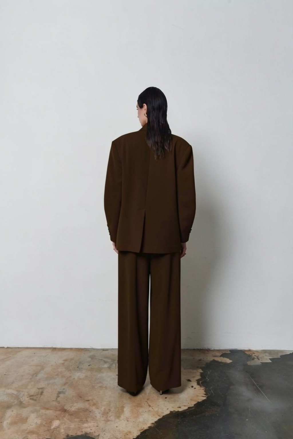 7709 Oversize Kruvaze Yaka Ceket Pantolon Takım