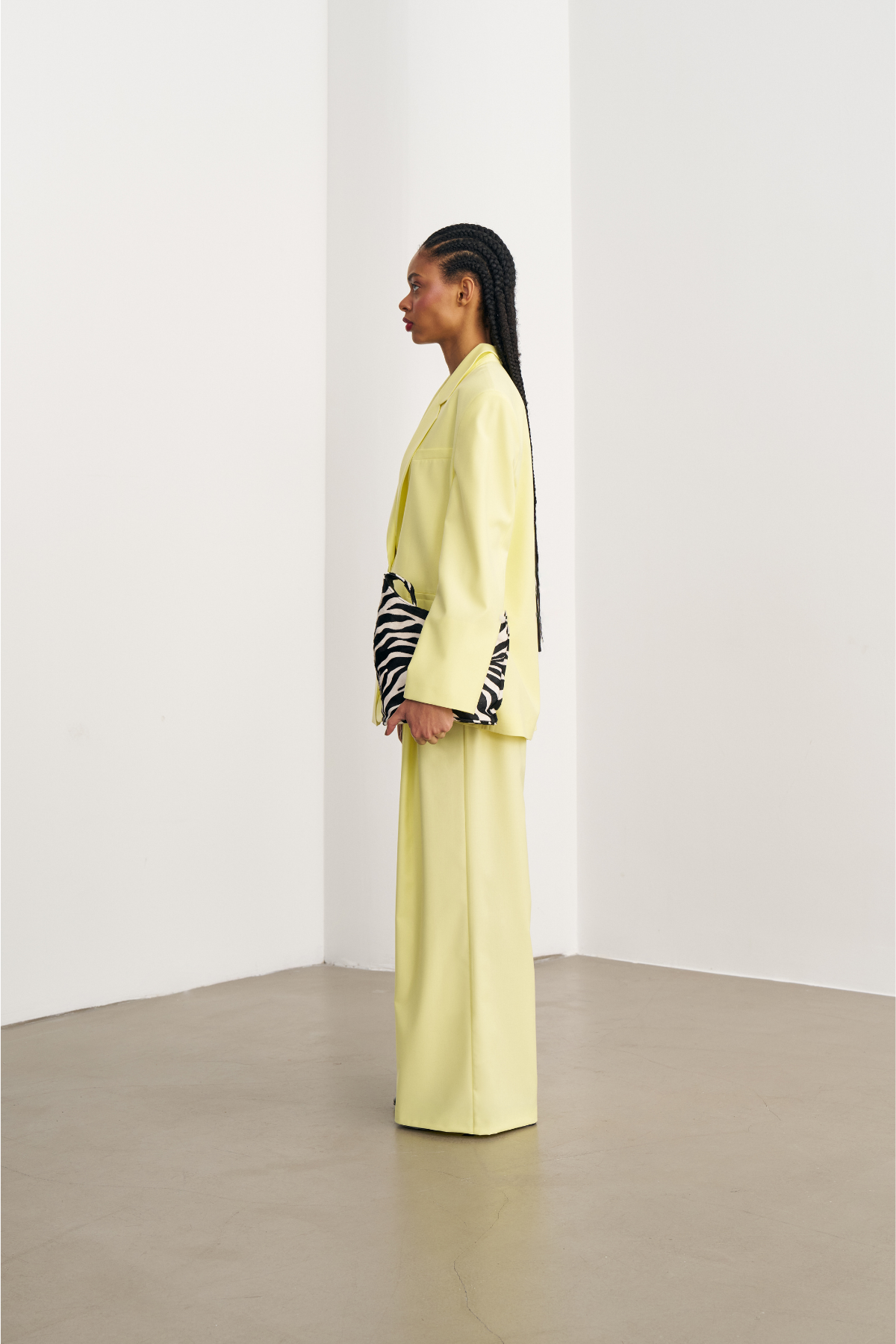 7701 Arka Yırtmaç Detaylı Oversize Ceket Pantolon Takım