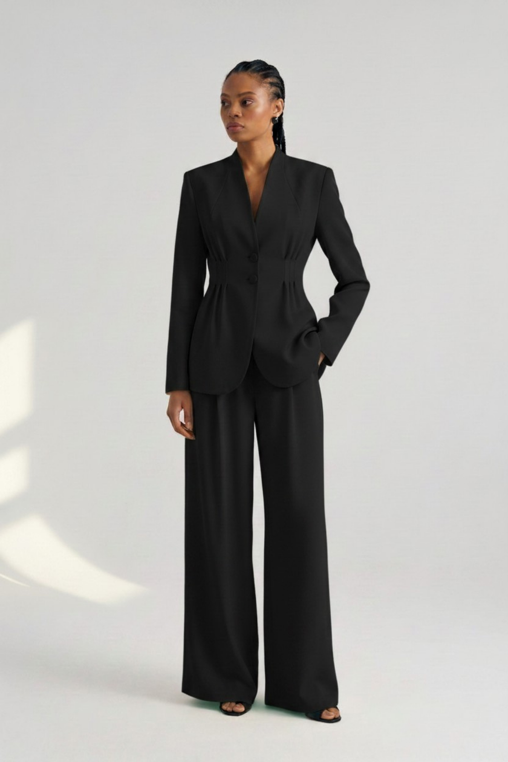 Pile Detaylı Blazer Ceket Pantolon Takım