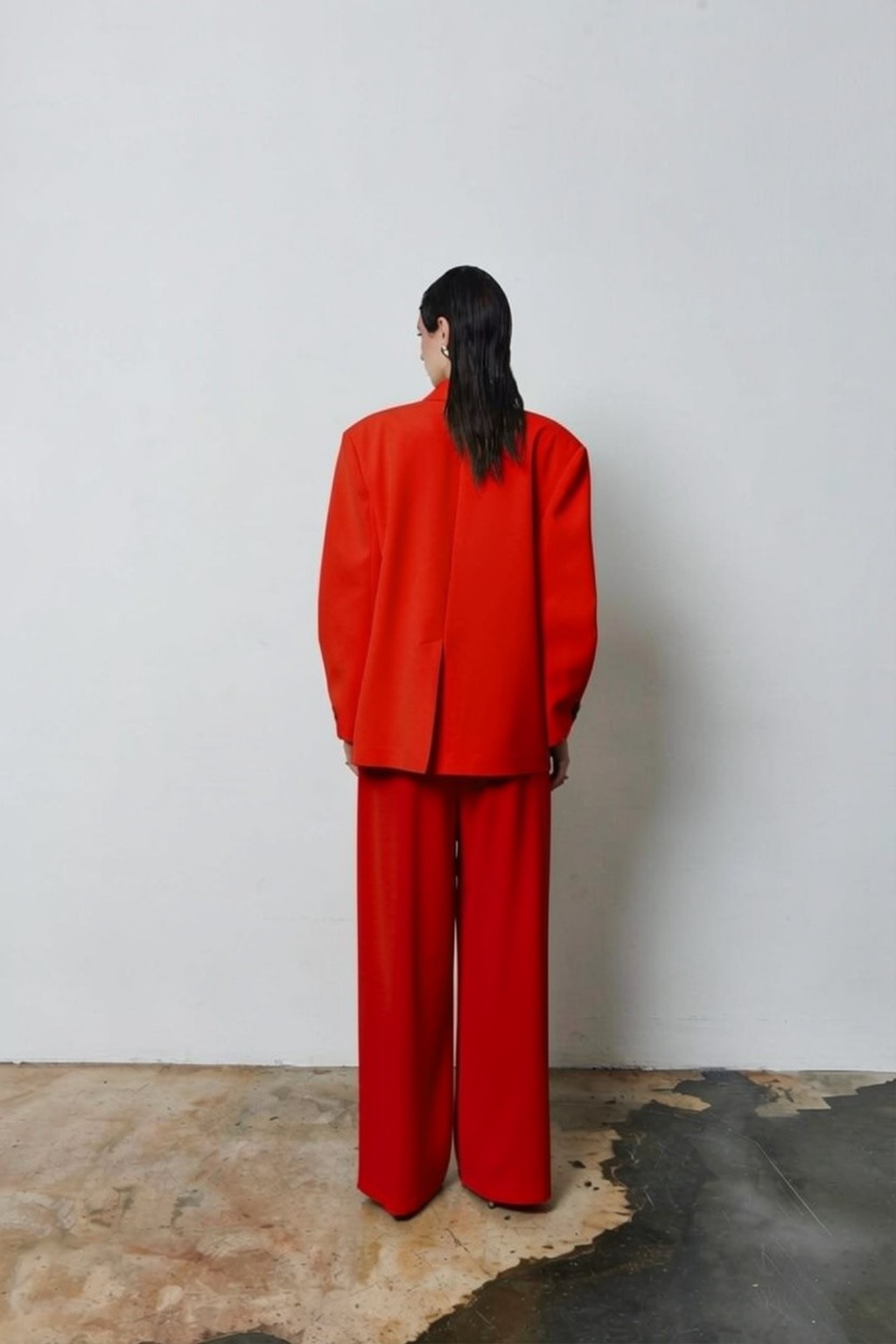 7709 Oversize Kruvaze Yaka Ceket Pantolon Takım