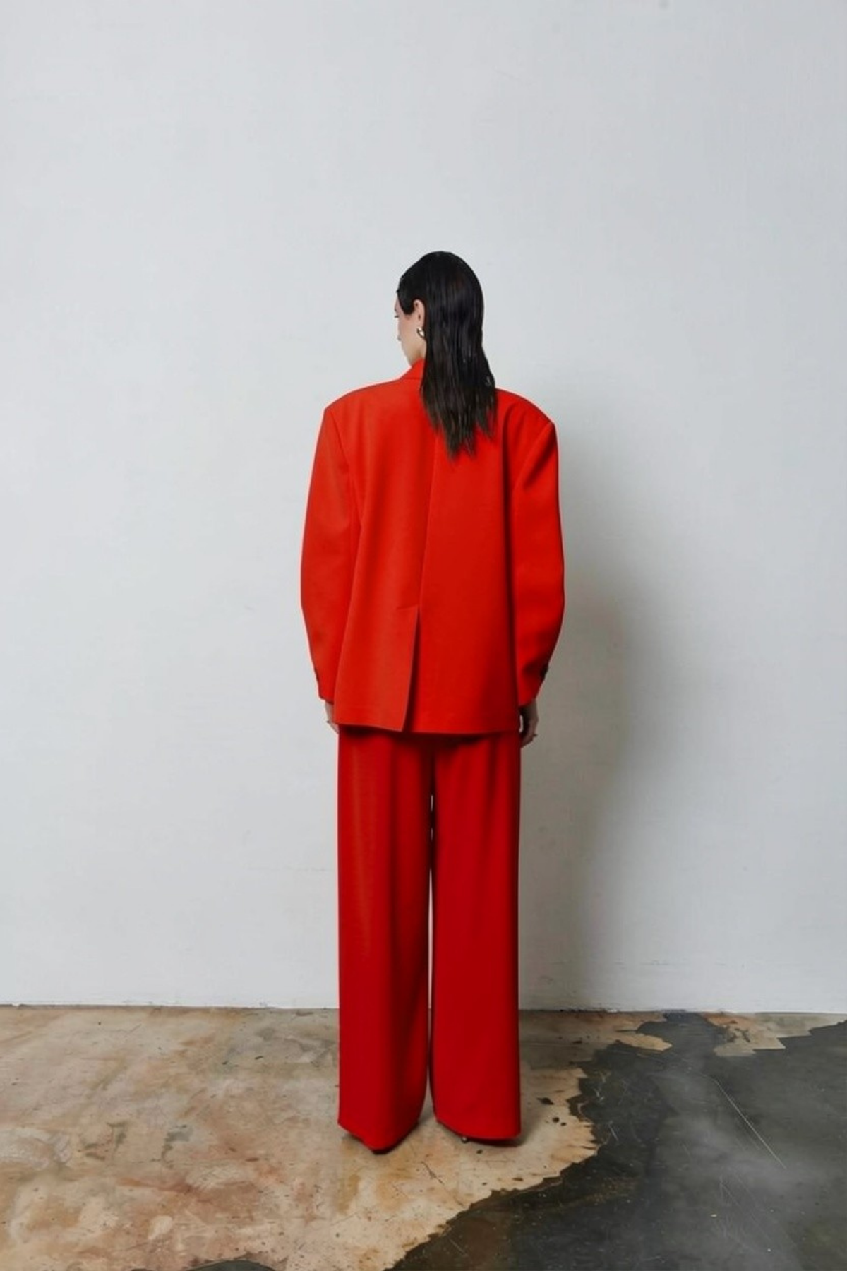 7709 Oversize Kruvaze Yaka Ceket Pantolon Takım