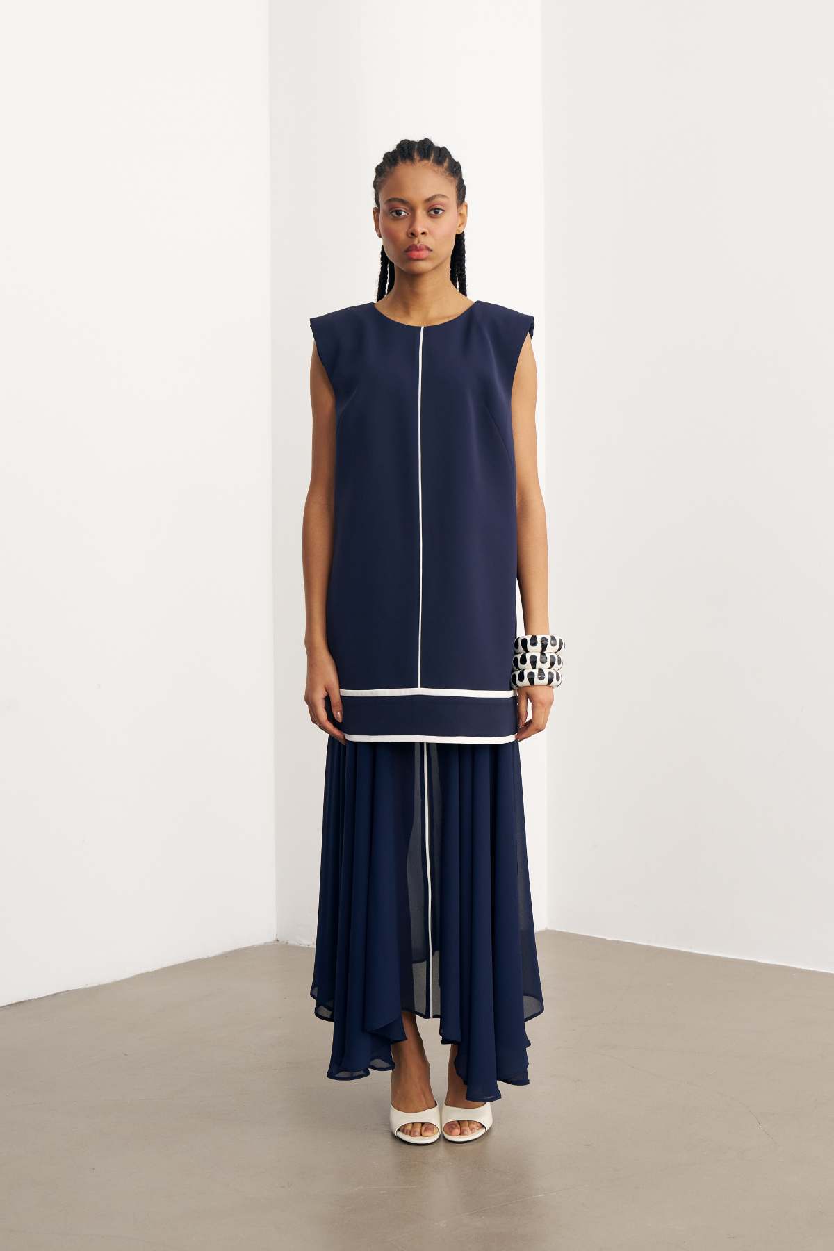 4803 Vatkalı Şifon Aller Etekli Elbise