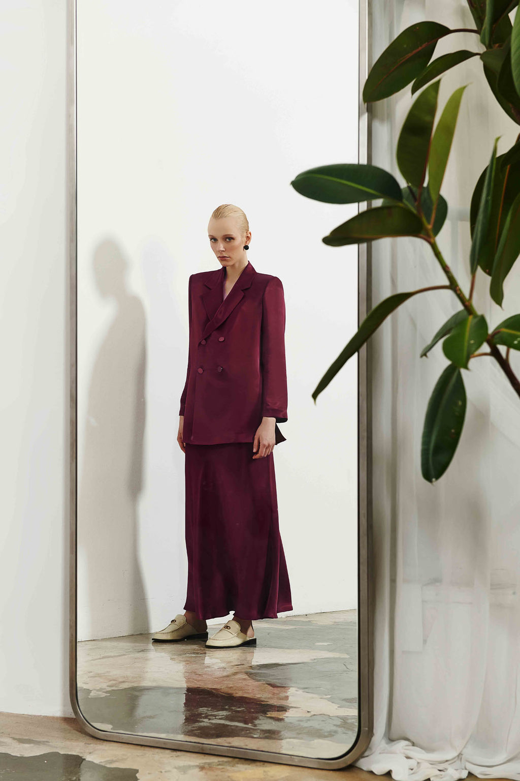 Kadın Saten Uzun Etek