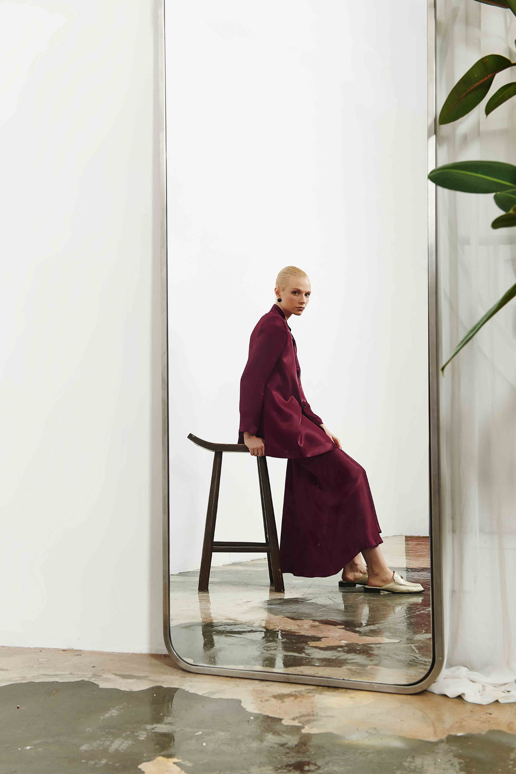 Kadın Saten Uzun Etek