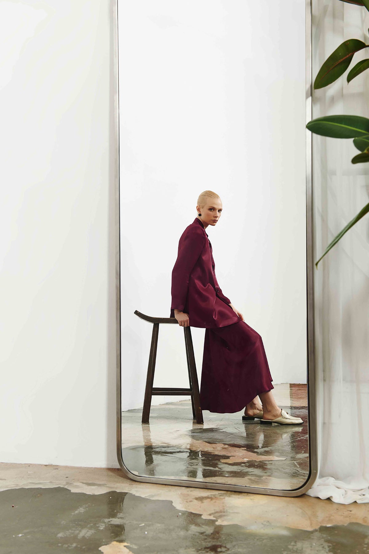 Kadın Saten Uzun Etek