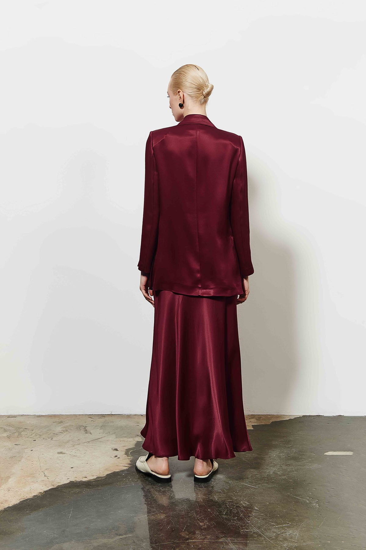 Kadın Saten Uzun Etek