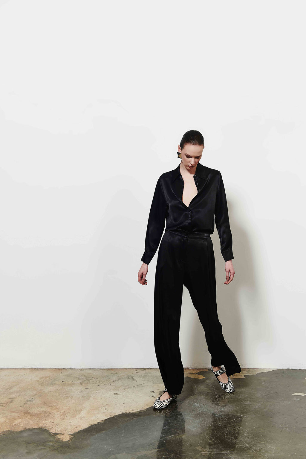 Kadın Saten Uzun Kollu Gömlek