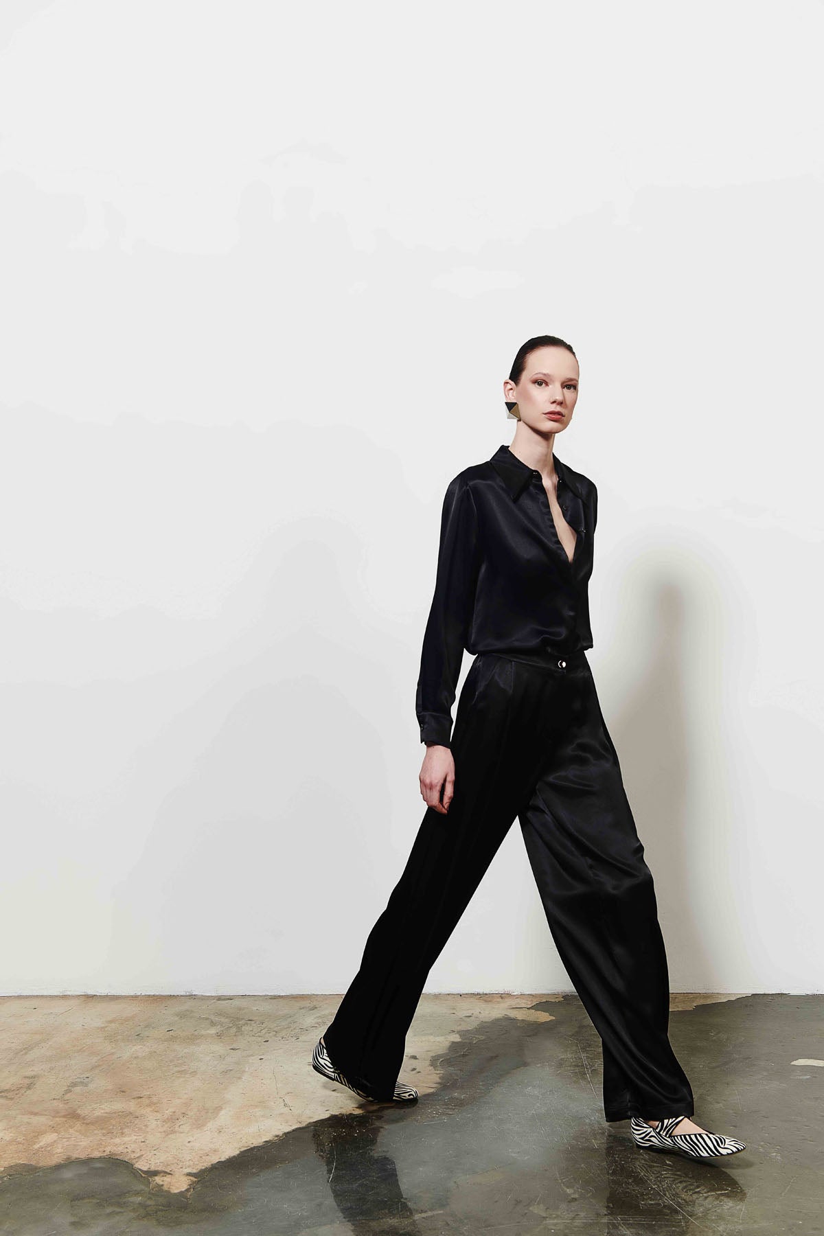 Kadın Saten Uzun Kollu Gömlek