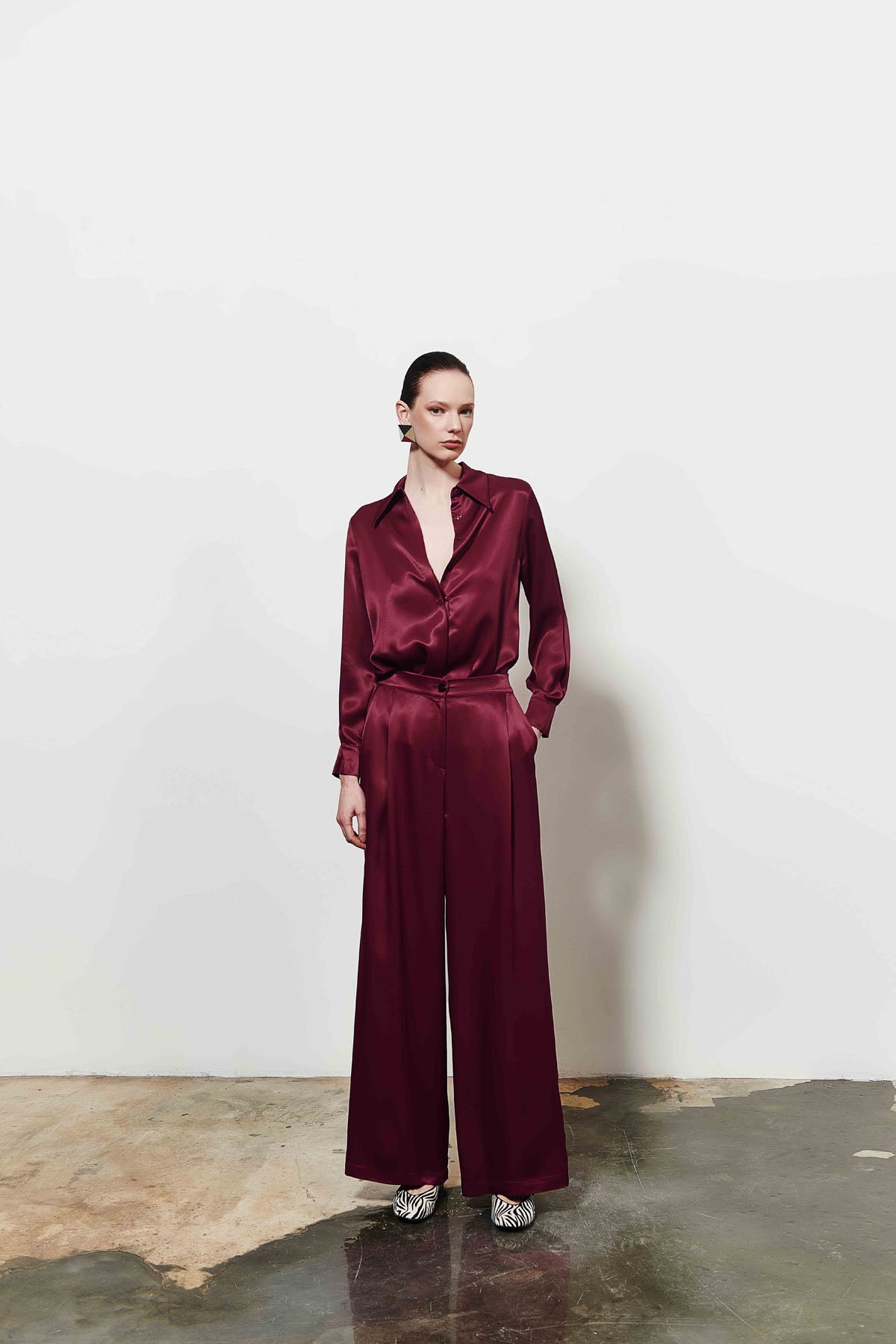 Kadın Saten Uzun Kollu Gömlek