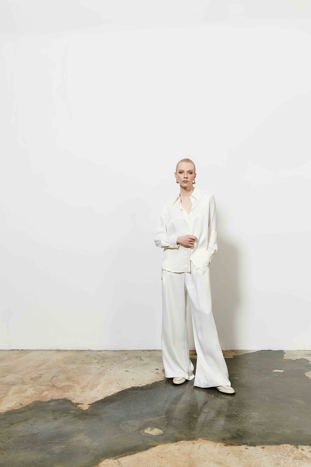 Kadın Saten Uzun Kollu Gömlek