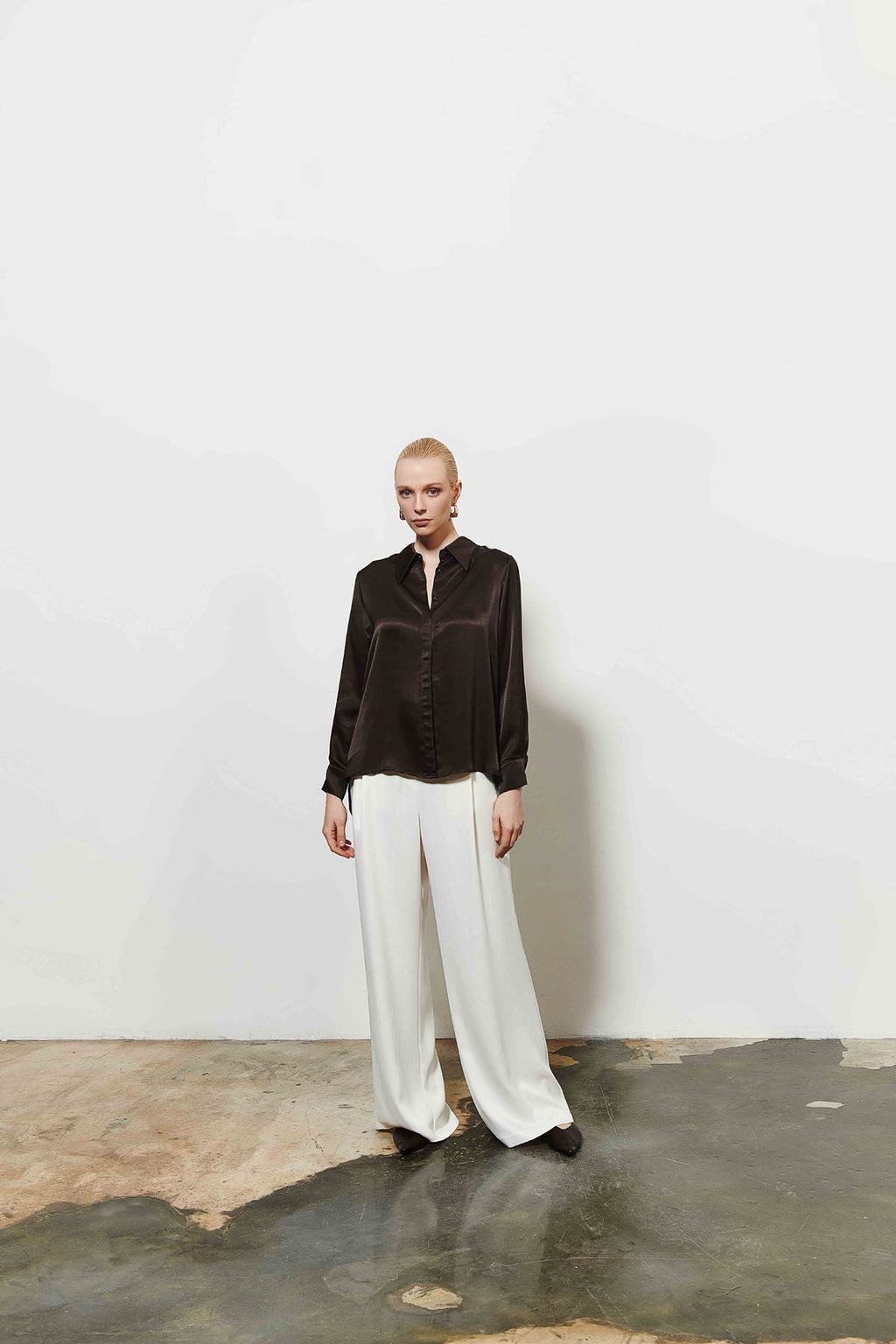 Kadın Saten Uzun Kollu Gömlek