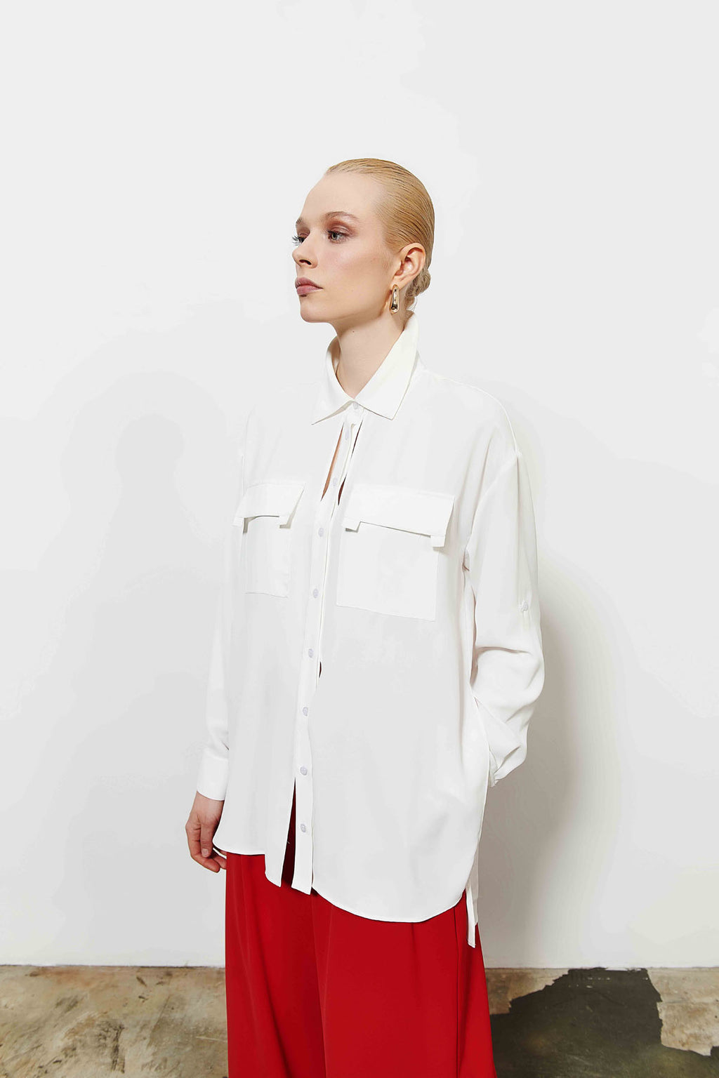 Kadın Cep Detaylı Gömlek