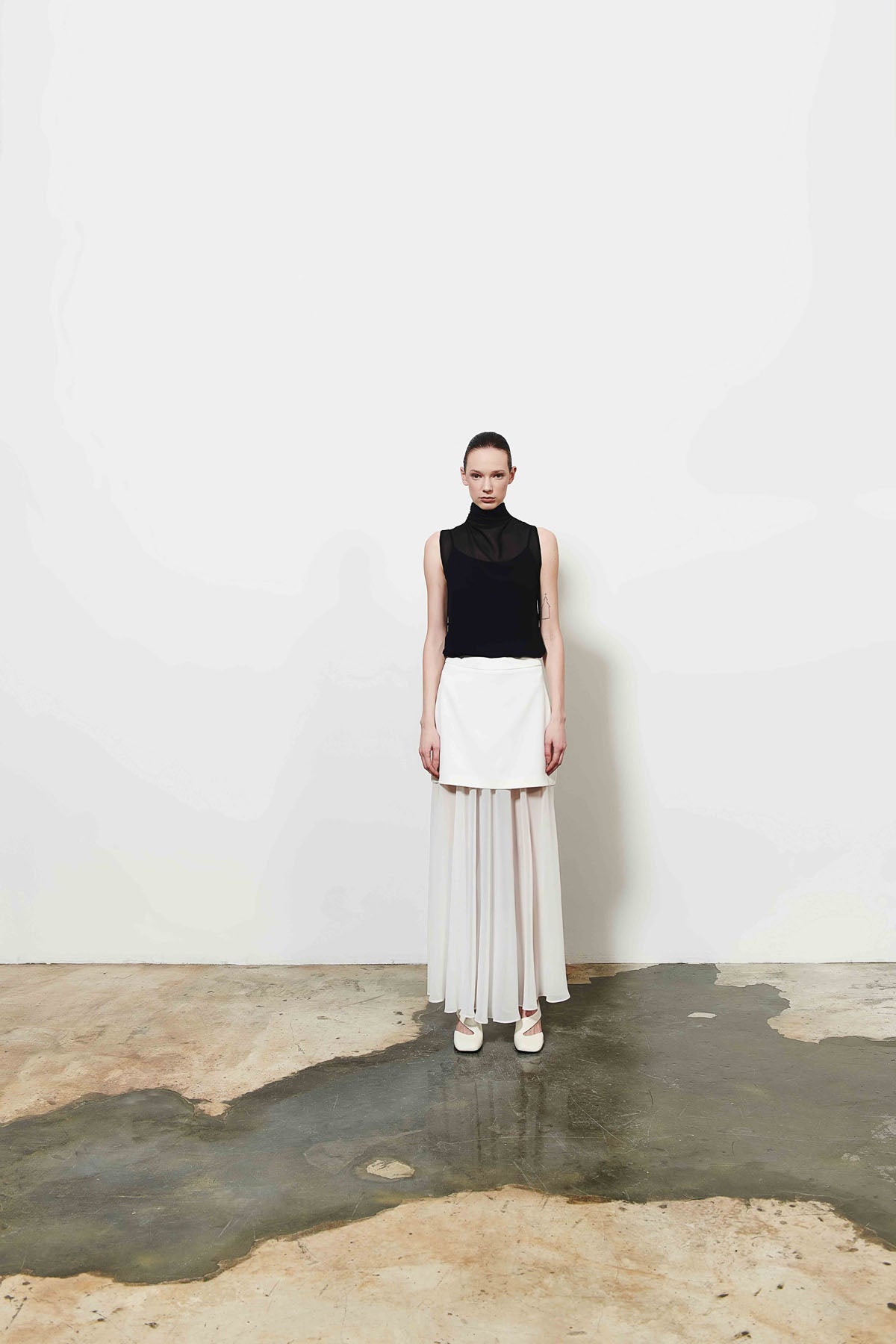 Beyaz Kadın Şifon Etek