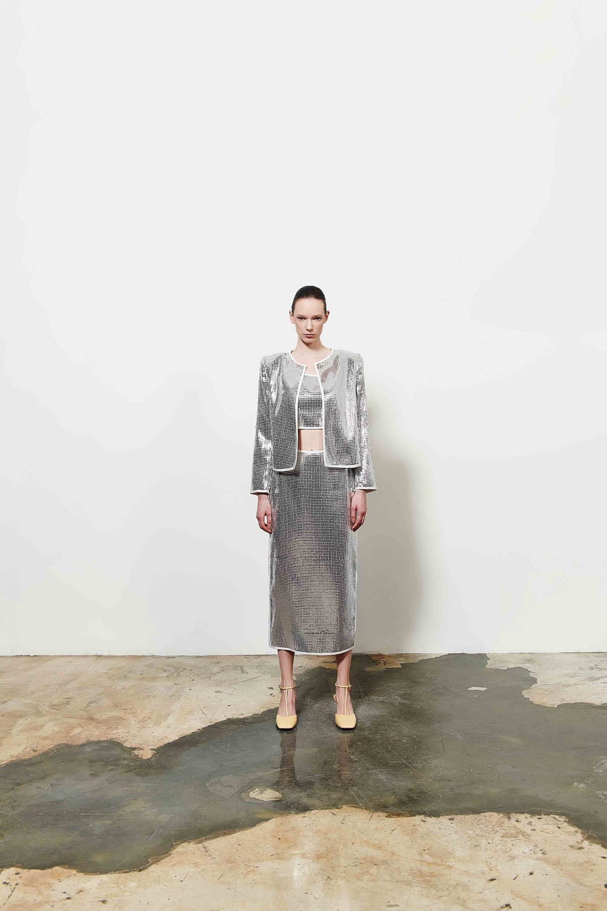 Kadın Crop Parlak Ceket