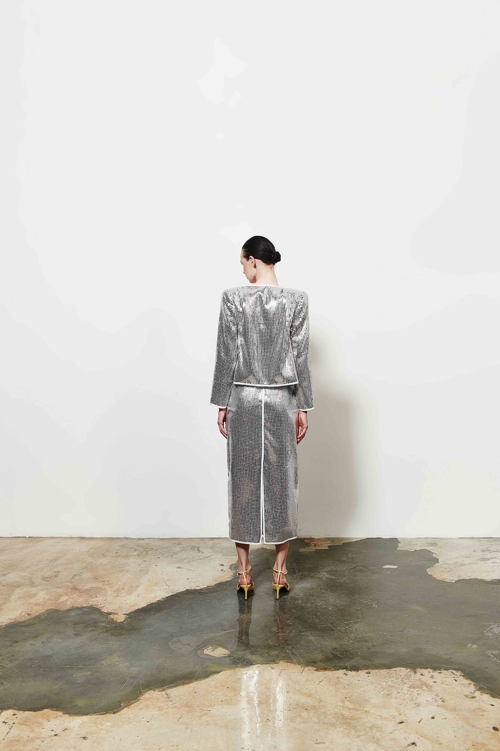 Kadın Parlak Midi Etek