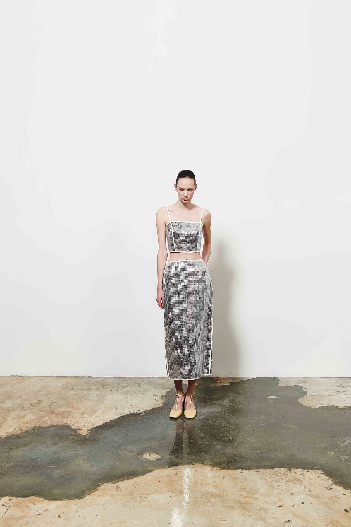 Kadın Parlak Midi Etek