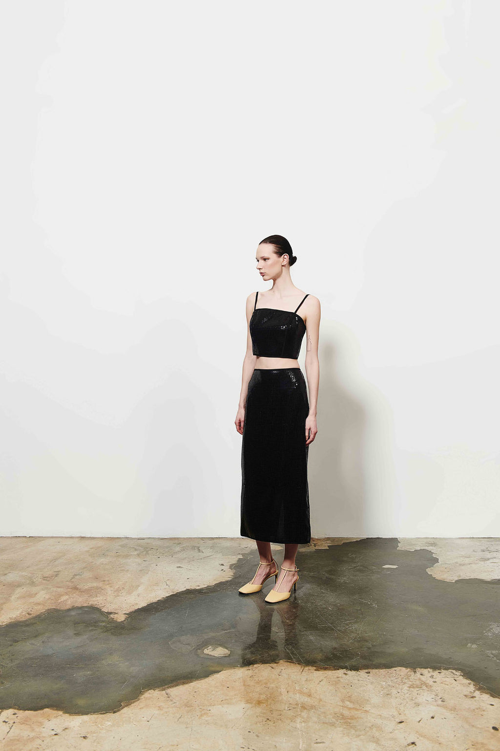 Kadın Parlak Midi Etek